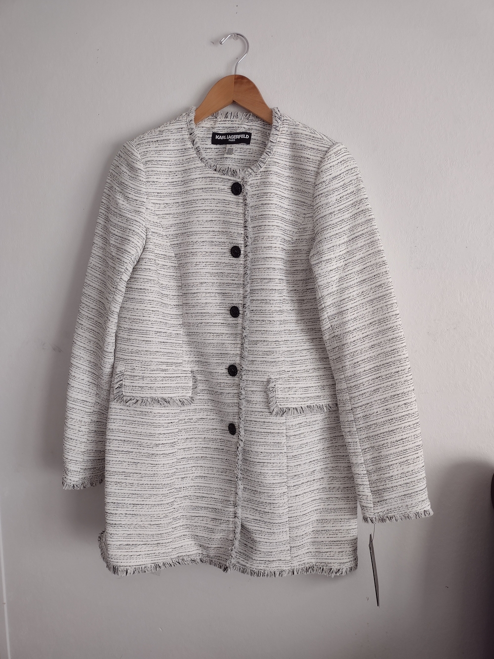 Karl Lagerfeld Paris Suits Button Down White Black Blazer Jacket Size 6 G9RJW198